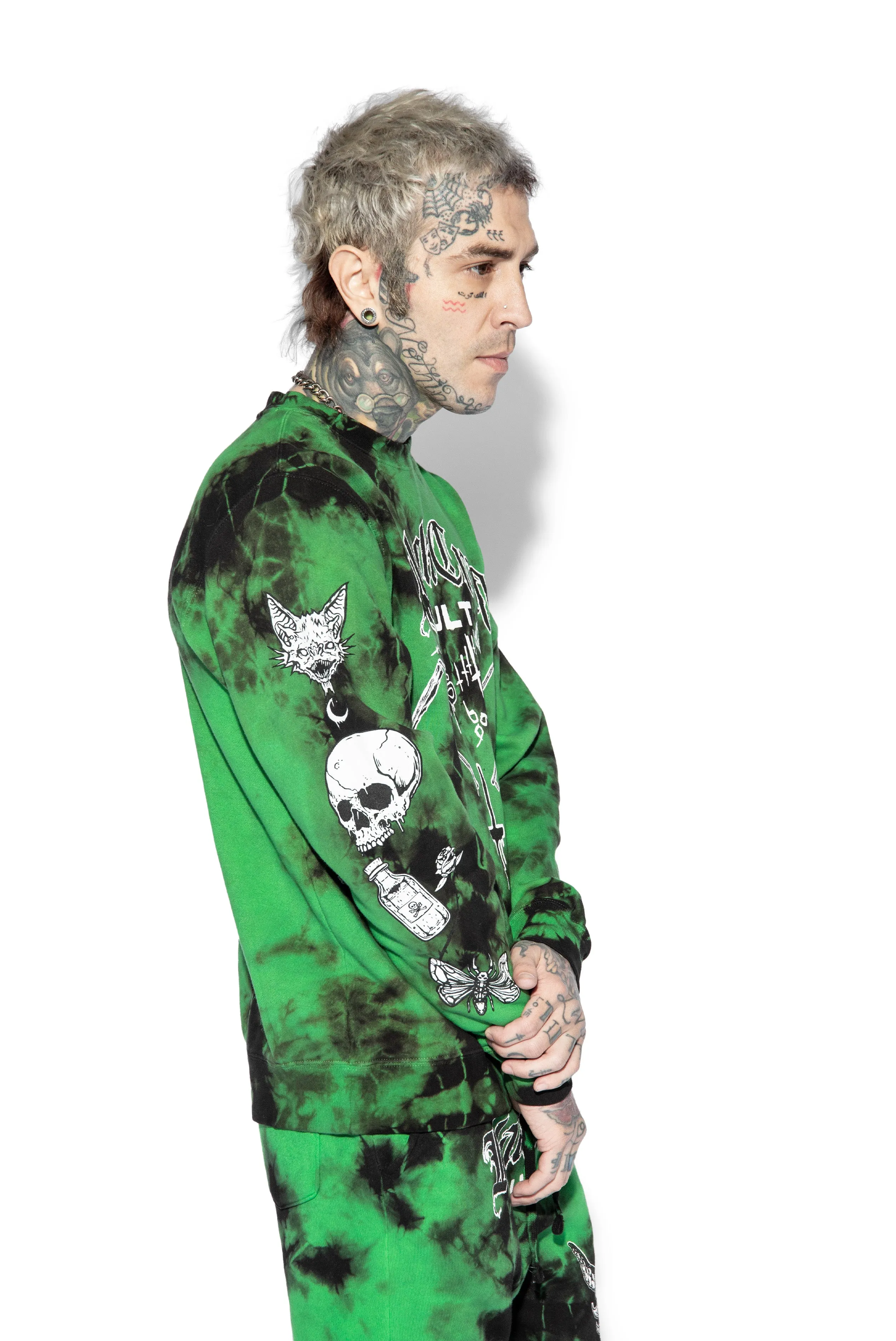 Aftermath - Green Lightning Dye Crewneck