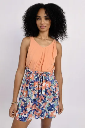 Asymmetric Overlay Tank Top - Apricot