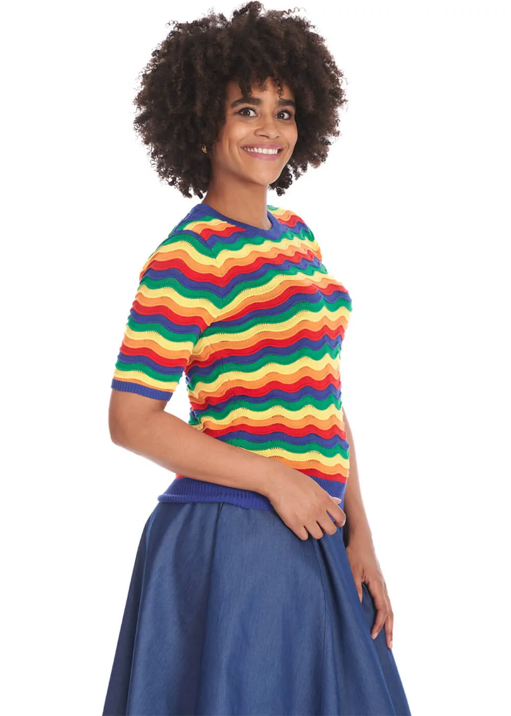 Banned Rainbow Waves 60's Jumper Multicolour