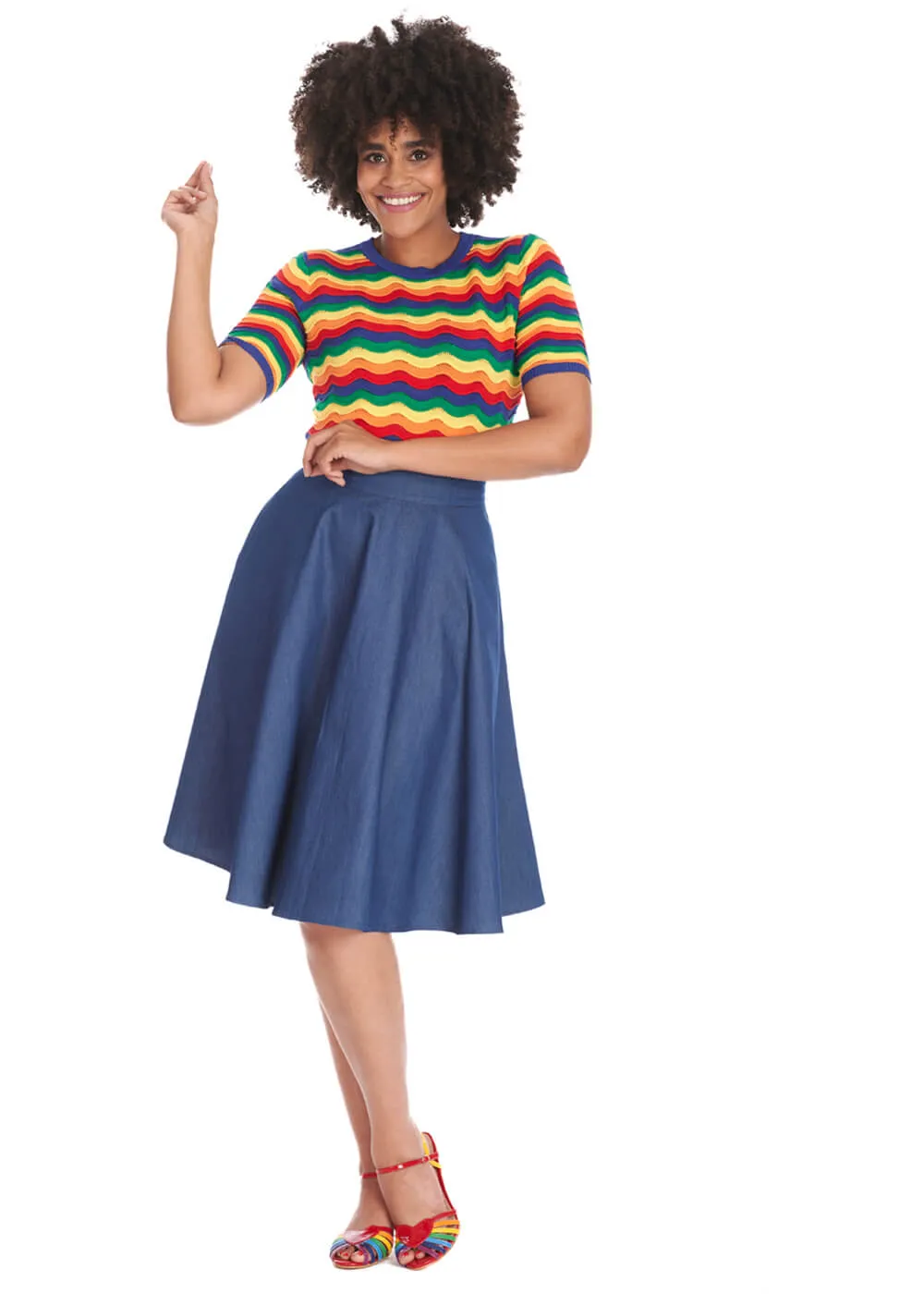 Banned Rainbow Waves 60's Jumper Multicolour