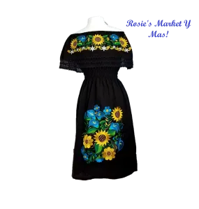 Beautiful Campesina Style Embroidered Mexican Dress