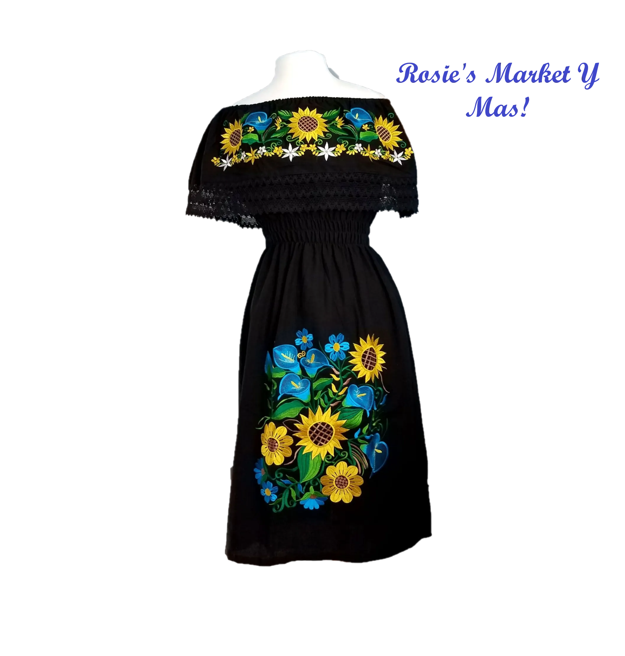 Beautiful Campesina Style Embroidered Mexican Dress