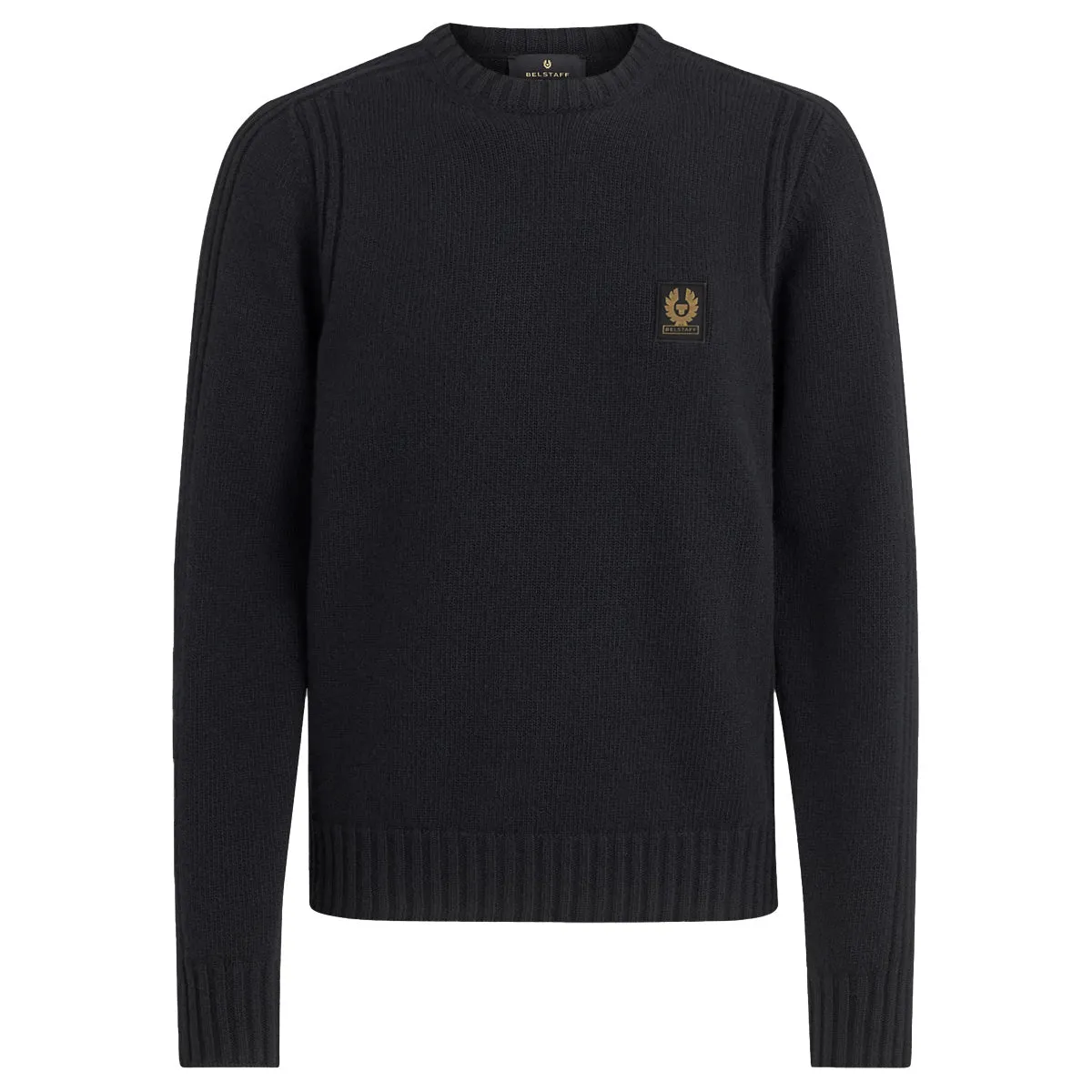 Black Lambswool Watch Crew Neck Jumper