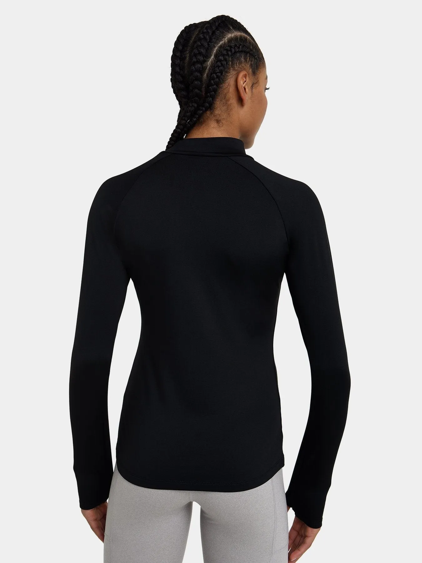 Bliss SuperThermal Long Sleeve Running Mock Neck Top For Women With Thumbholes & Brushed Inner Fabric