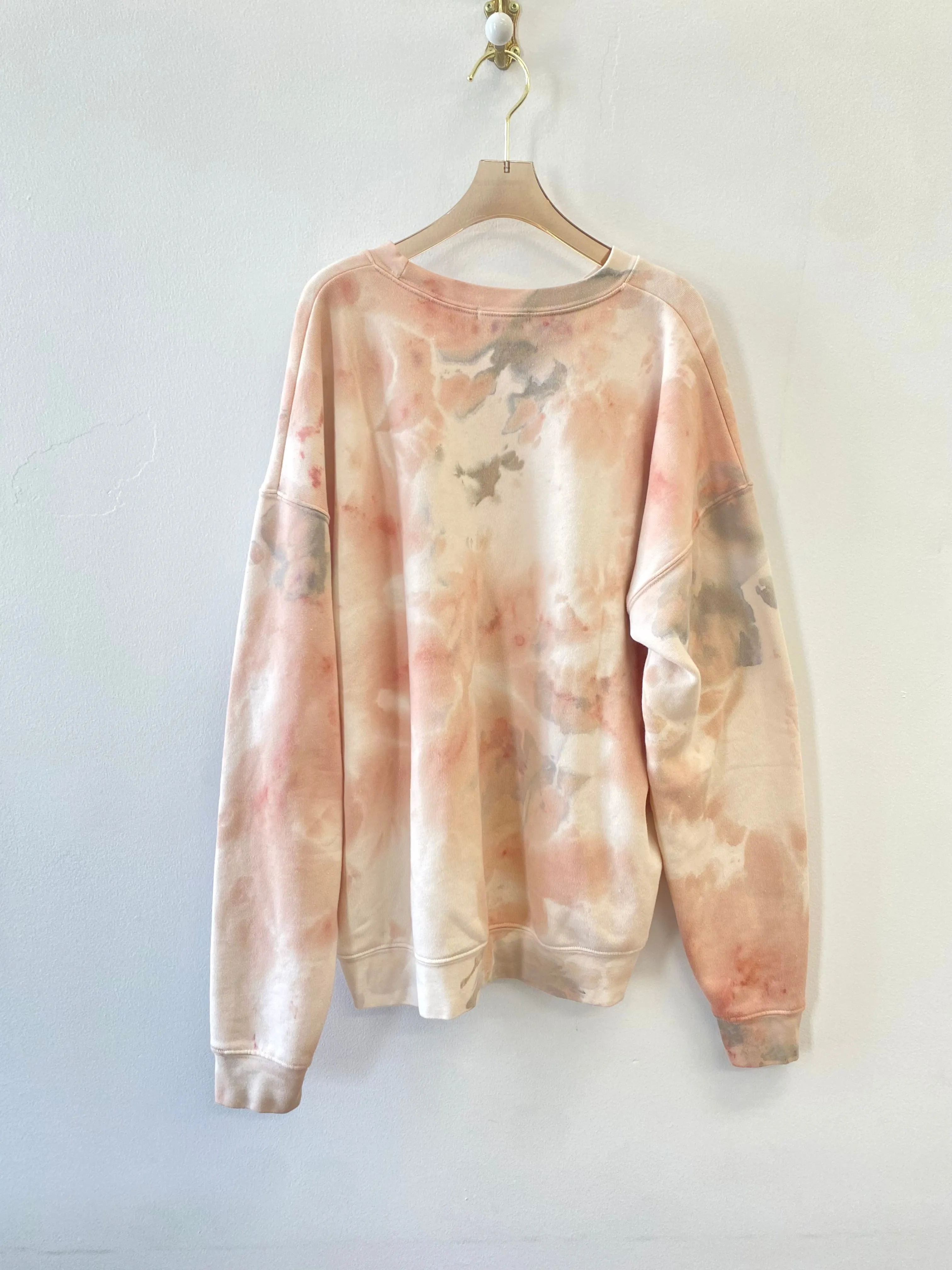 Blush & White Marbling Crewneck Sweater