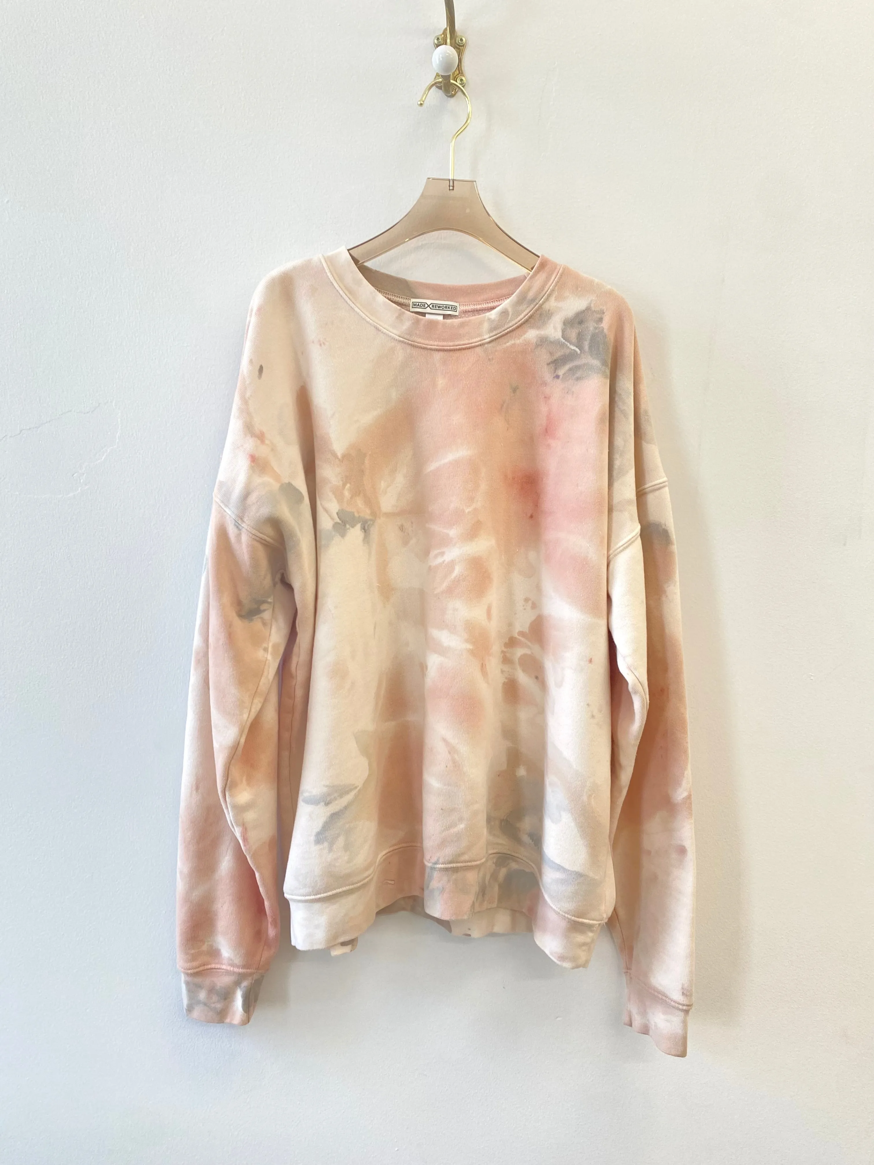 Blush & White Marbling Crewneck Sweater