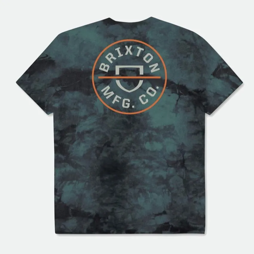 BRIXTON CREST 2 S/S TEE SPRUCE/WASHED NAVY/WASHED BLACK