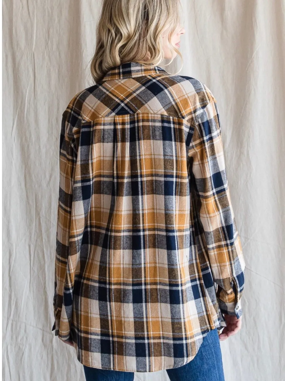 Brooke Plaid Top - Mustard