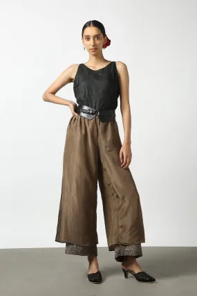 Brown Double Layer Sequenced Pant