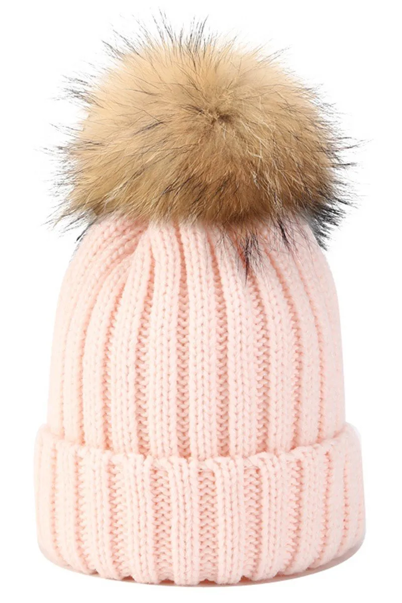 CABLE KNIT POMPOM WARM WINTER BEANIE HAT