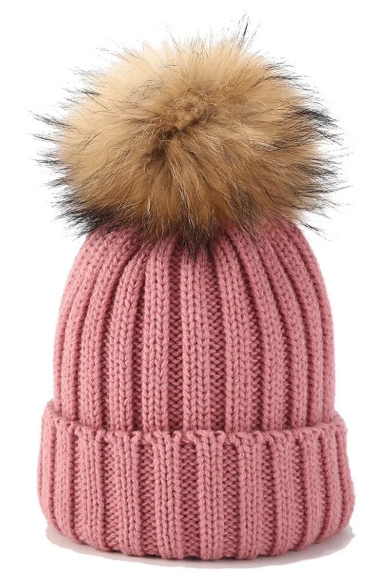 CABLE KNIT POMPOM WARM WINTER BEANIE HAT