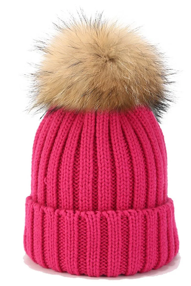 CABLE KNIT POMPOM WARM WINTER BEANIE HAT