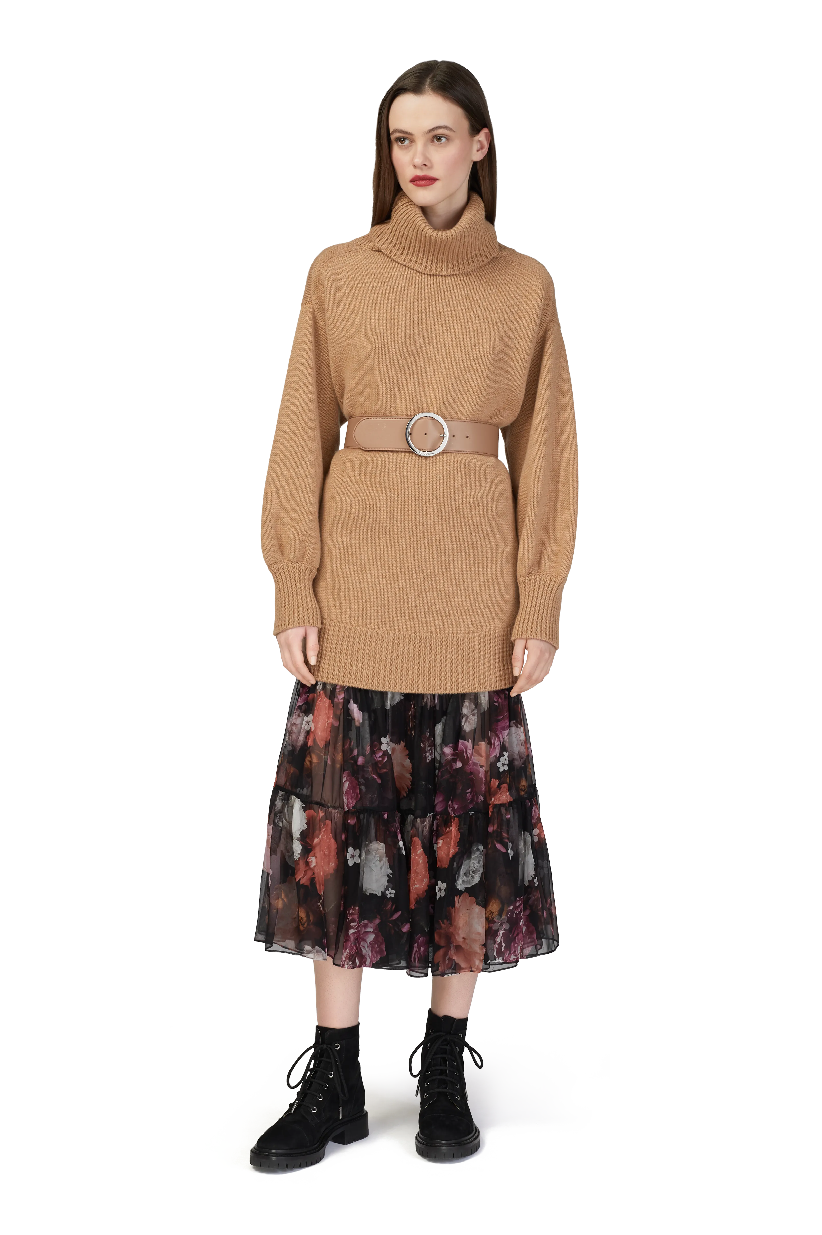 Camel Cashmere Turtleneck Jumper