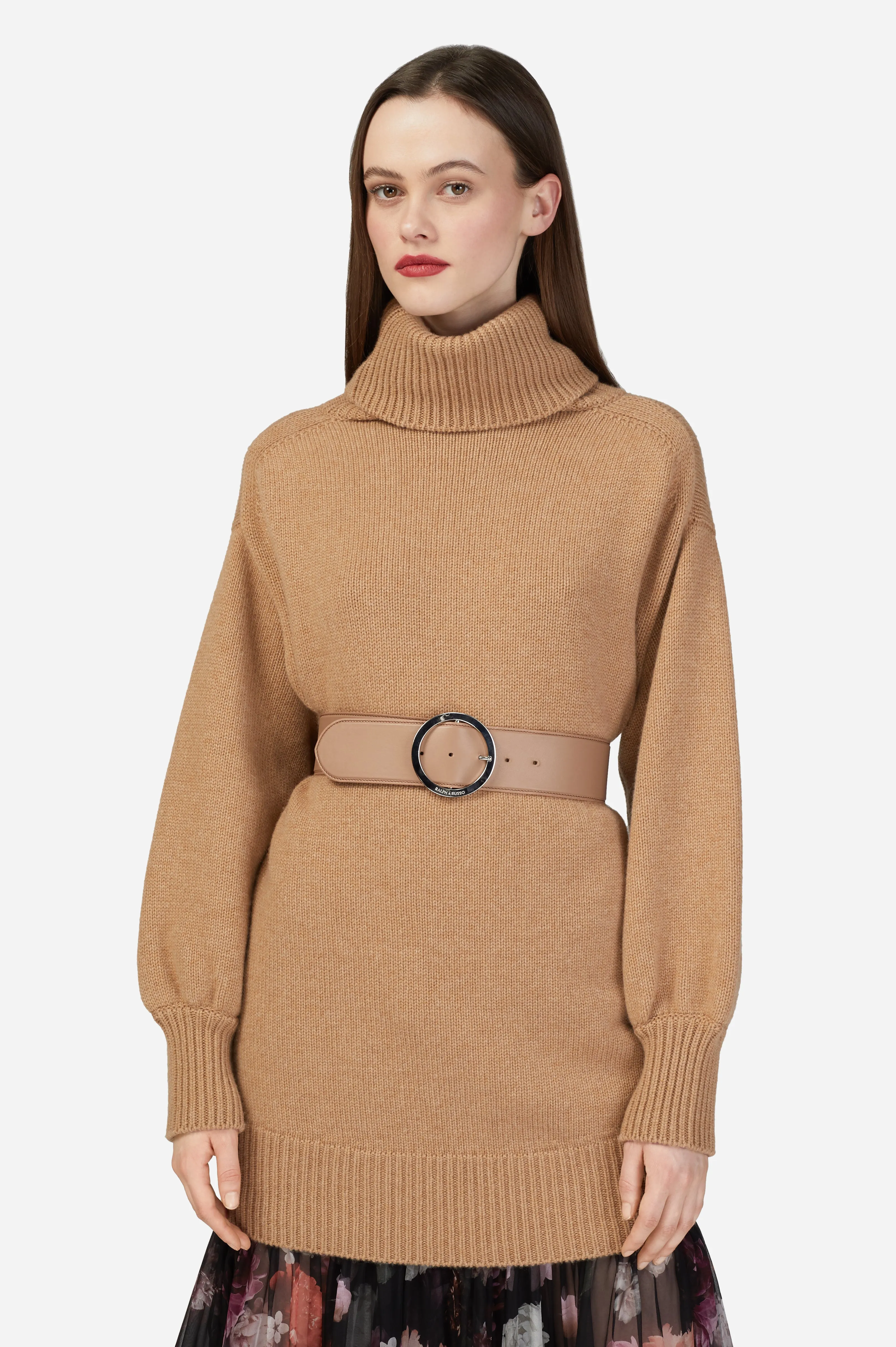 Camel Cashmere Turtleneck Jumper