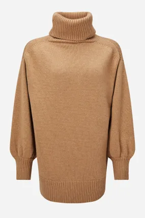 Camel Cashmere Turtleneck Jumper