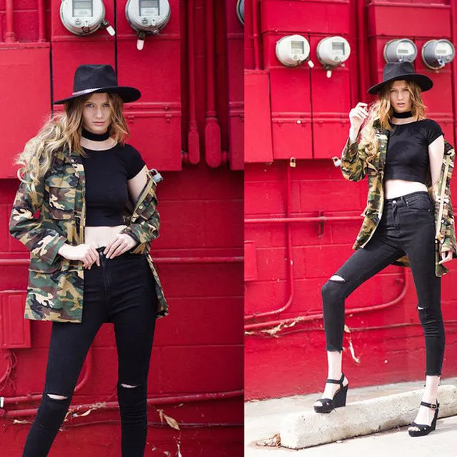 Camo army style oversize fashion jacket