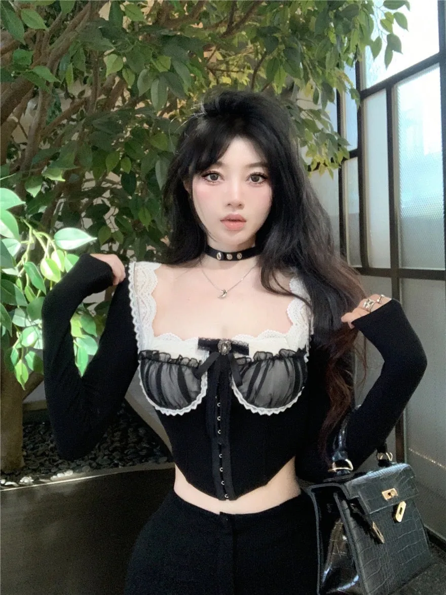 Carlissa Dark Ethereal Aesthetic Bustier Crop Top