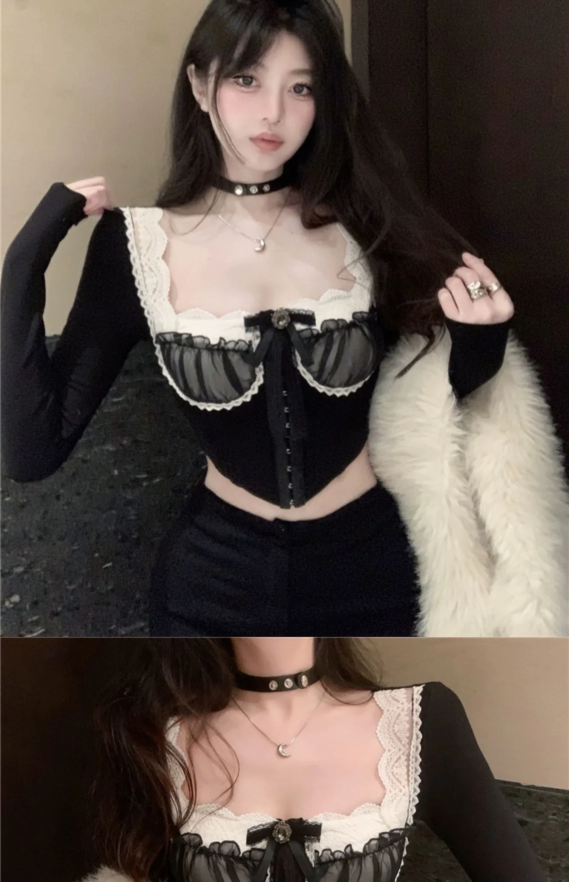 Carlissa Dark Ethereal Aesthetic Bustier Crop Top