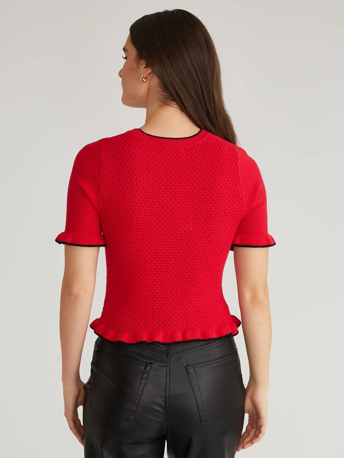 Caroline: Tipped Ruffle Pullover