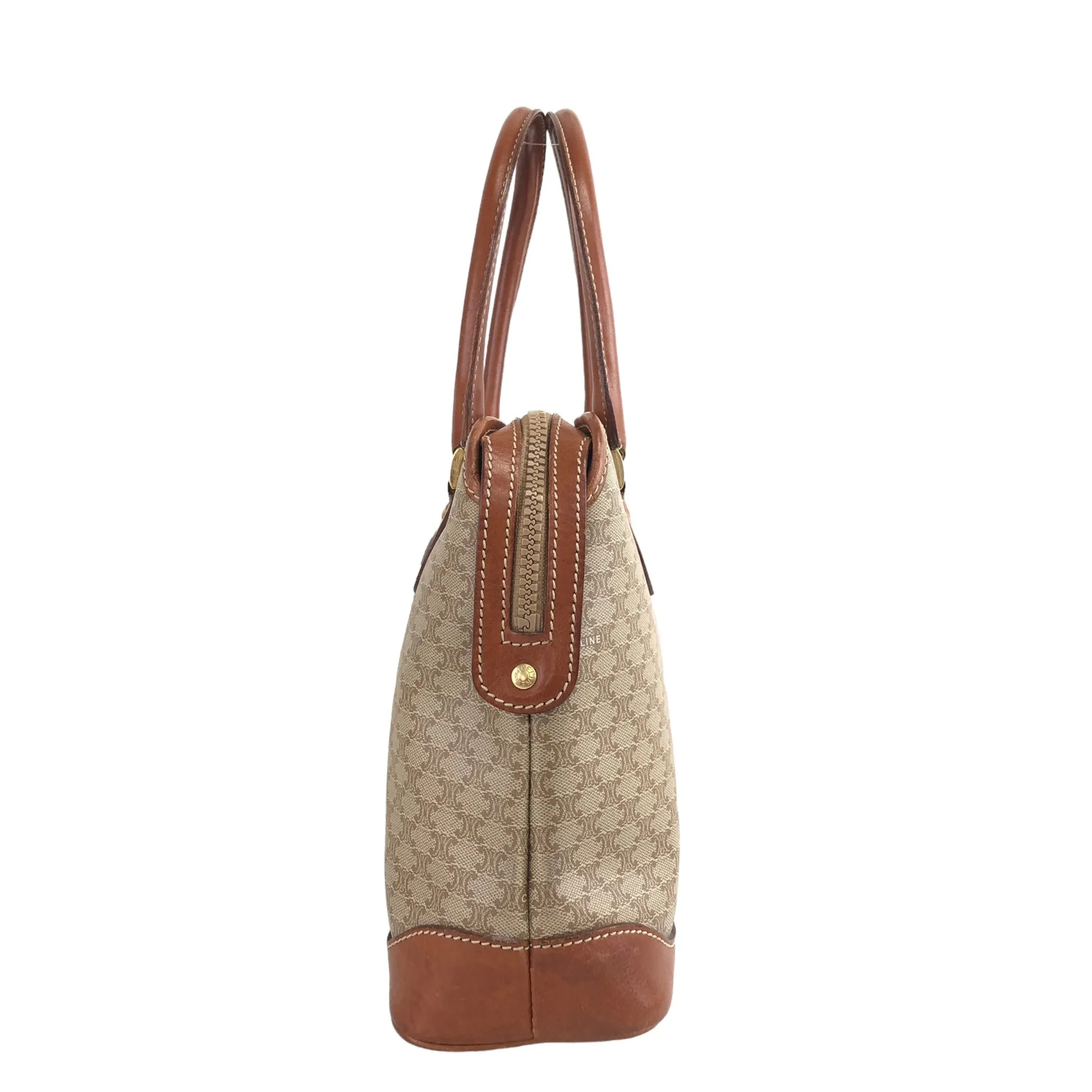 CELINE Macadam Blason Handbag Beige Vintage puwb4e