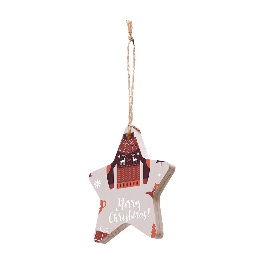 Christmas Decorations CHRISTMAS JUMPER- Wooden Xmas Star And Fridge Magnet