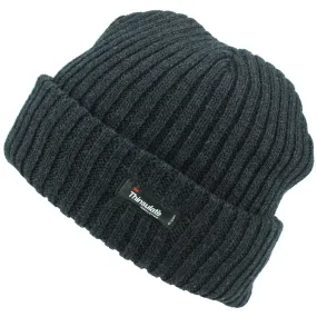 Chunky Knit Beanie Hat - Charcoal Grey