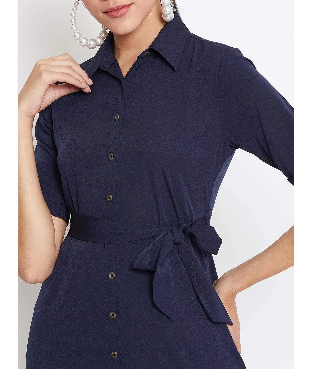 Collar Buttoned Down Shirt Maxi Dress