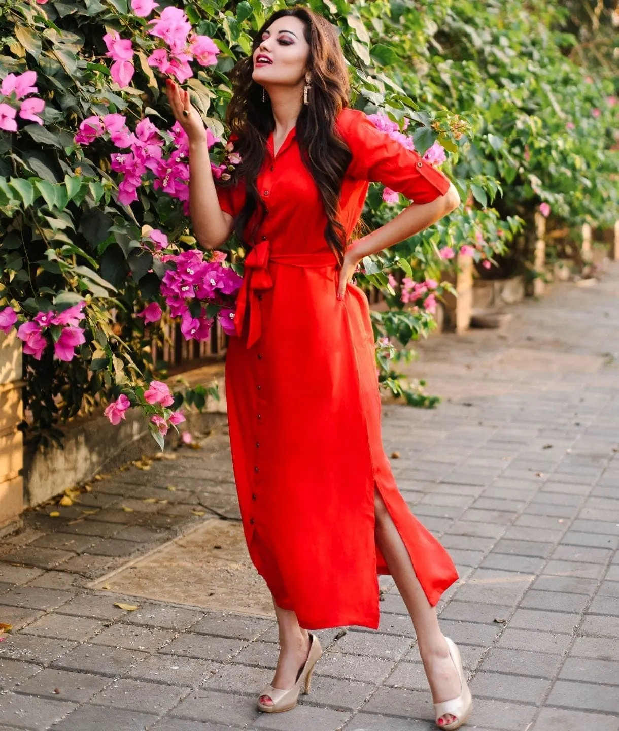 Collar Buttoned Down Shirt Maxi Dress