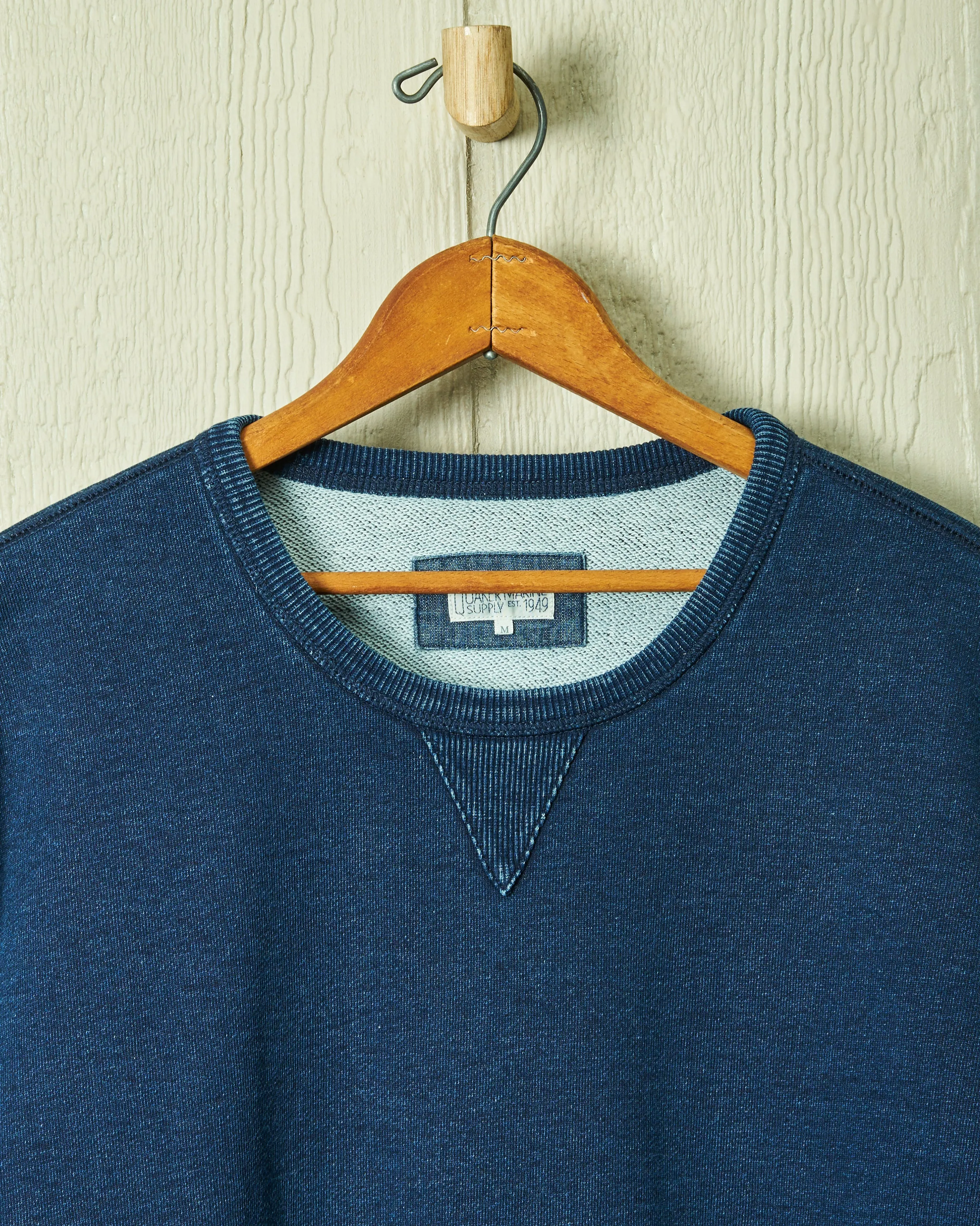 Contender Crewneck in Dark Wash Indigo Loopback Terry