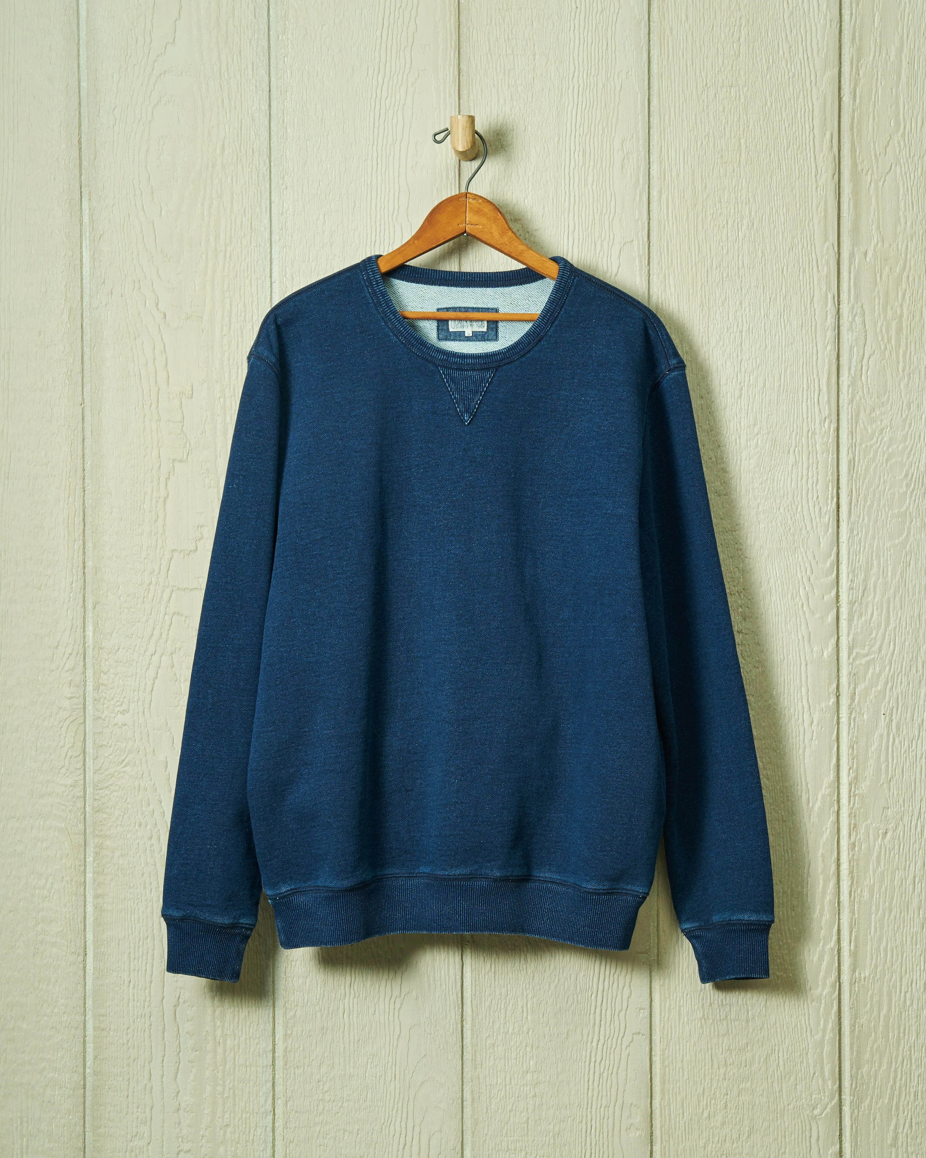 Contender Crewneck in Dark Wash Indigo Loopback Terry