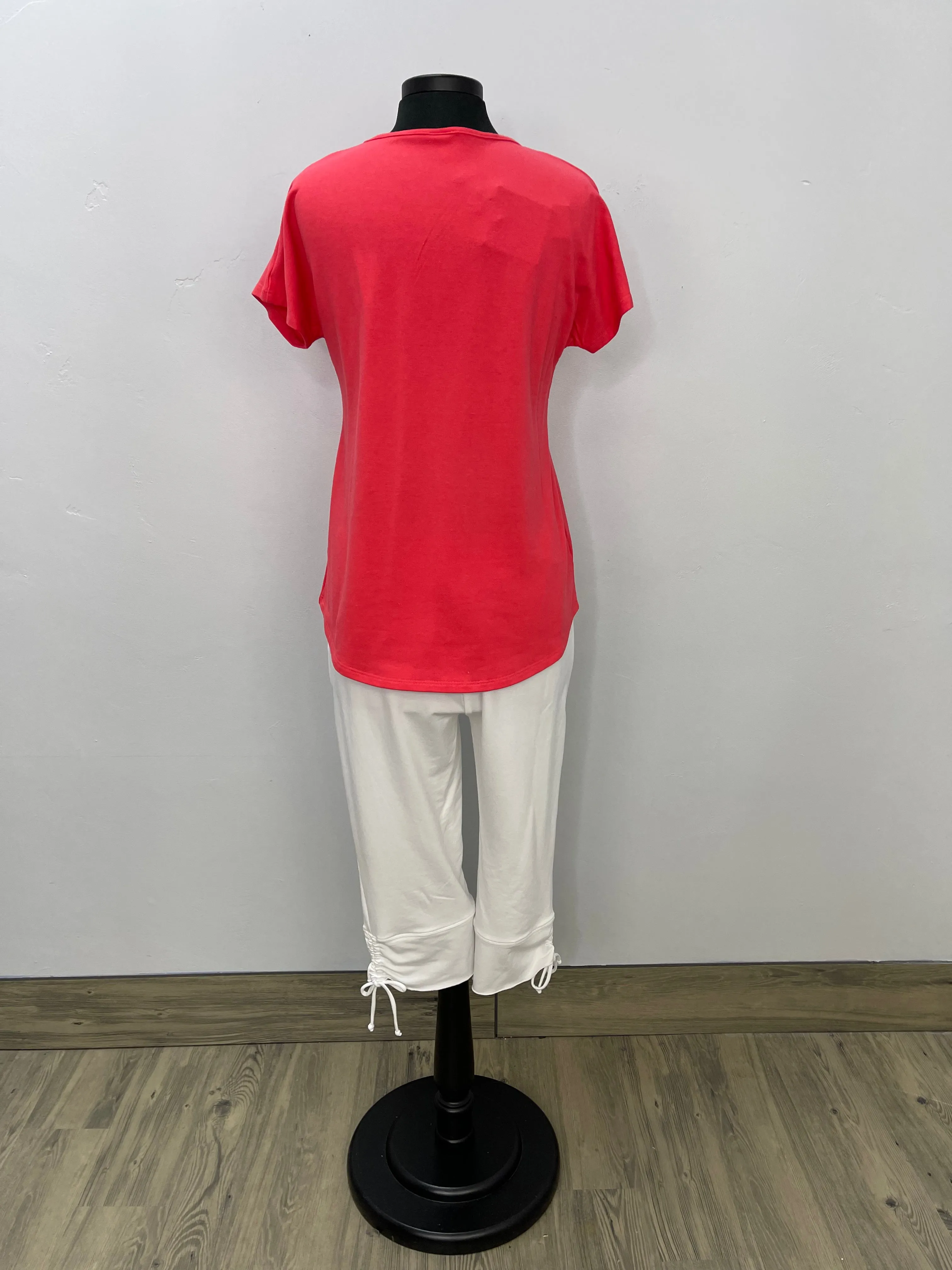 Coral Short Sleeve Bamboo French Terry Basic Tee