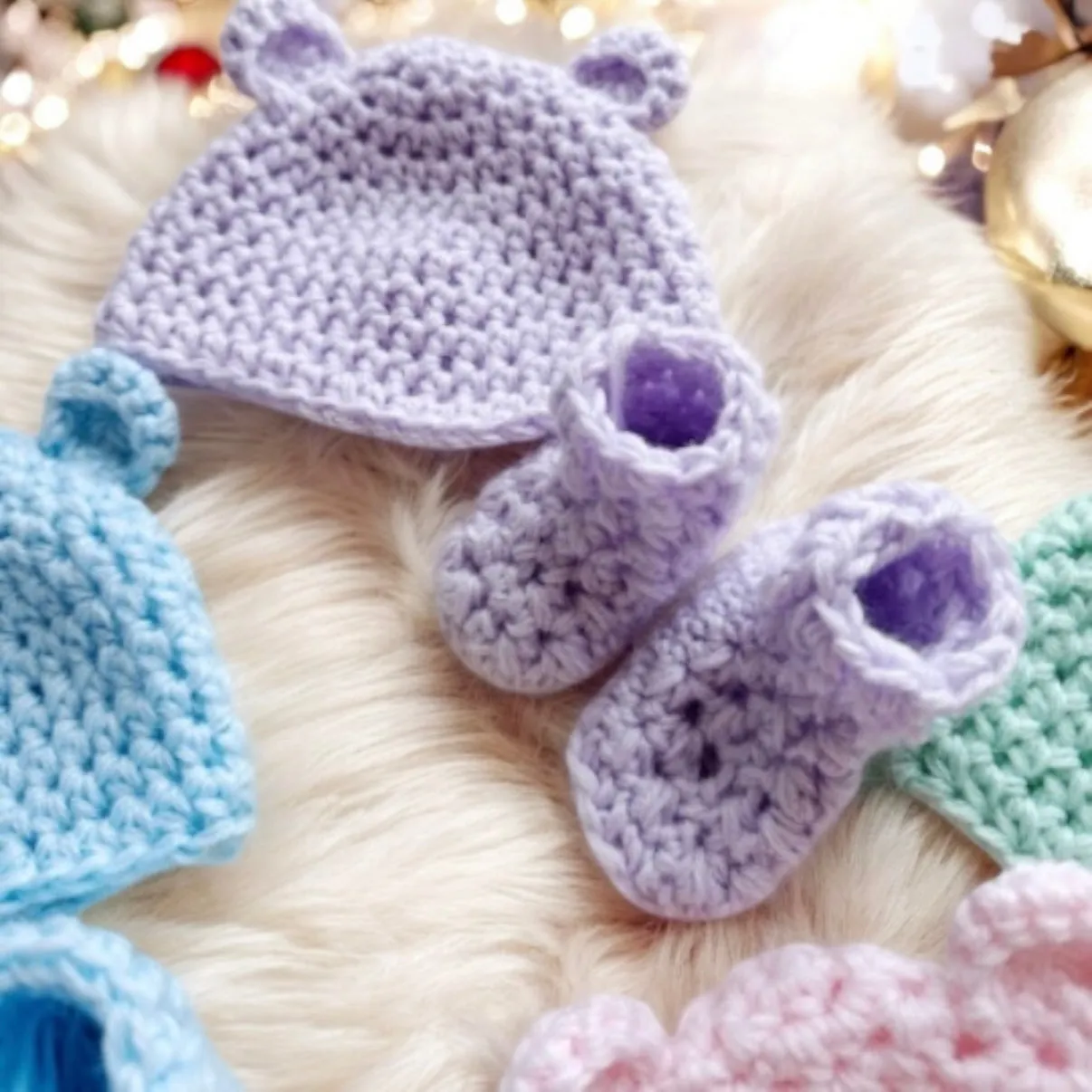 Crochet baby bear beanie and booties | baby gift set | newborn gift