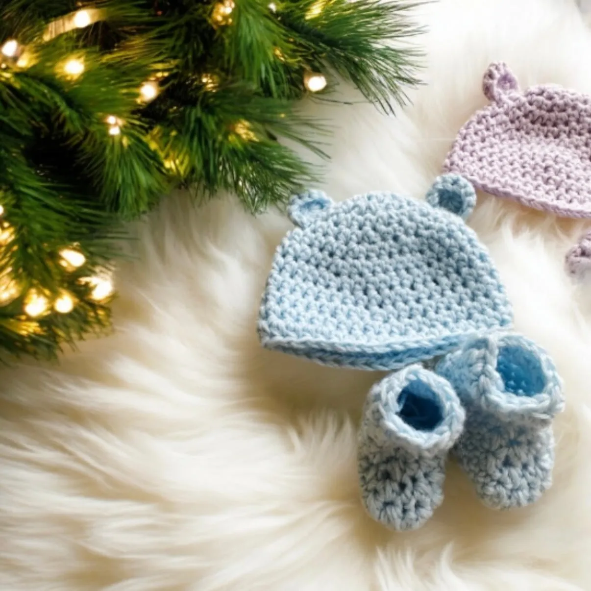 Crochet baby bear beanie and booties | baby gift set | newborn gift