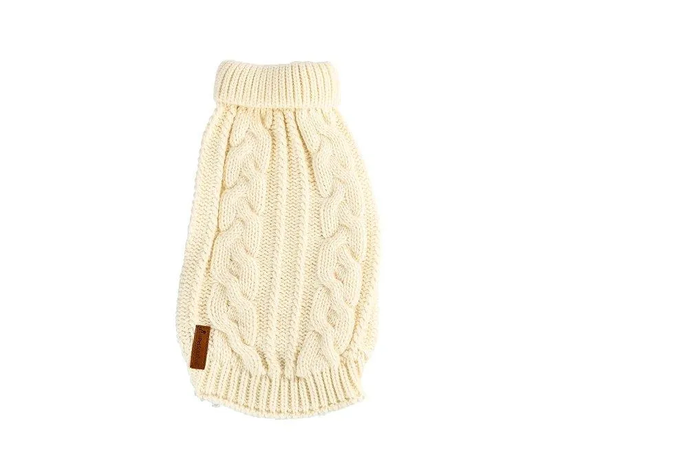 Dog Luxury Knitted Fitted Jumper in Cream – S/M/L