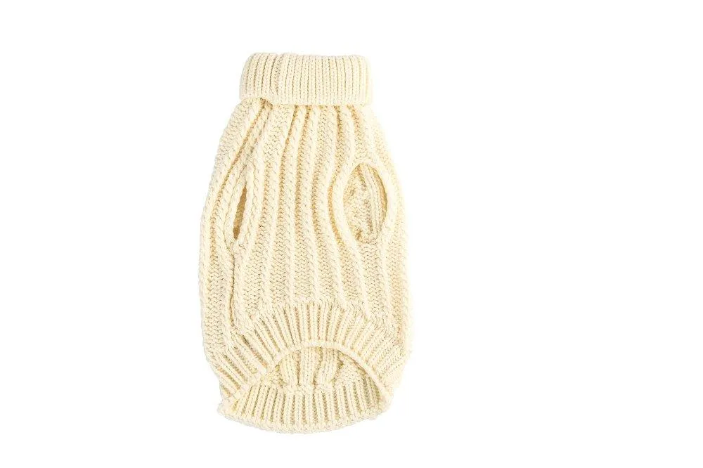 Dog Luxury Knitted Fitted Jumper in Cream – S/M/L