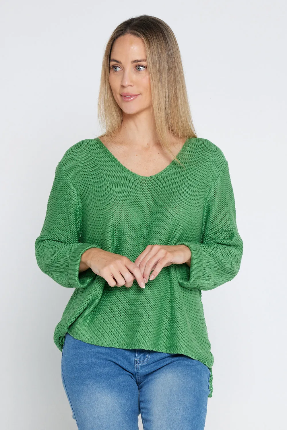 Emmy Cotton Knit Jumper - Apple Green