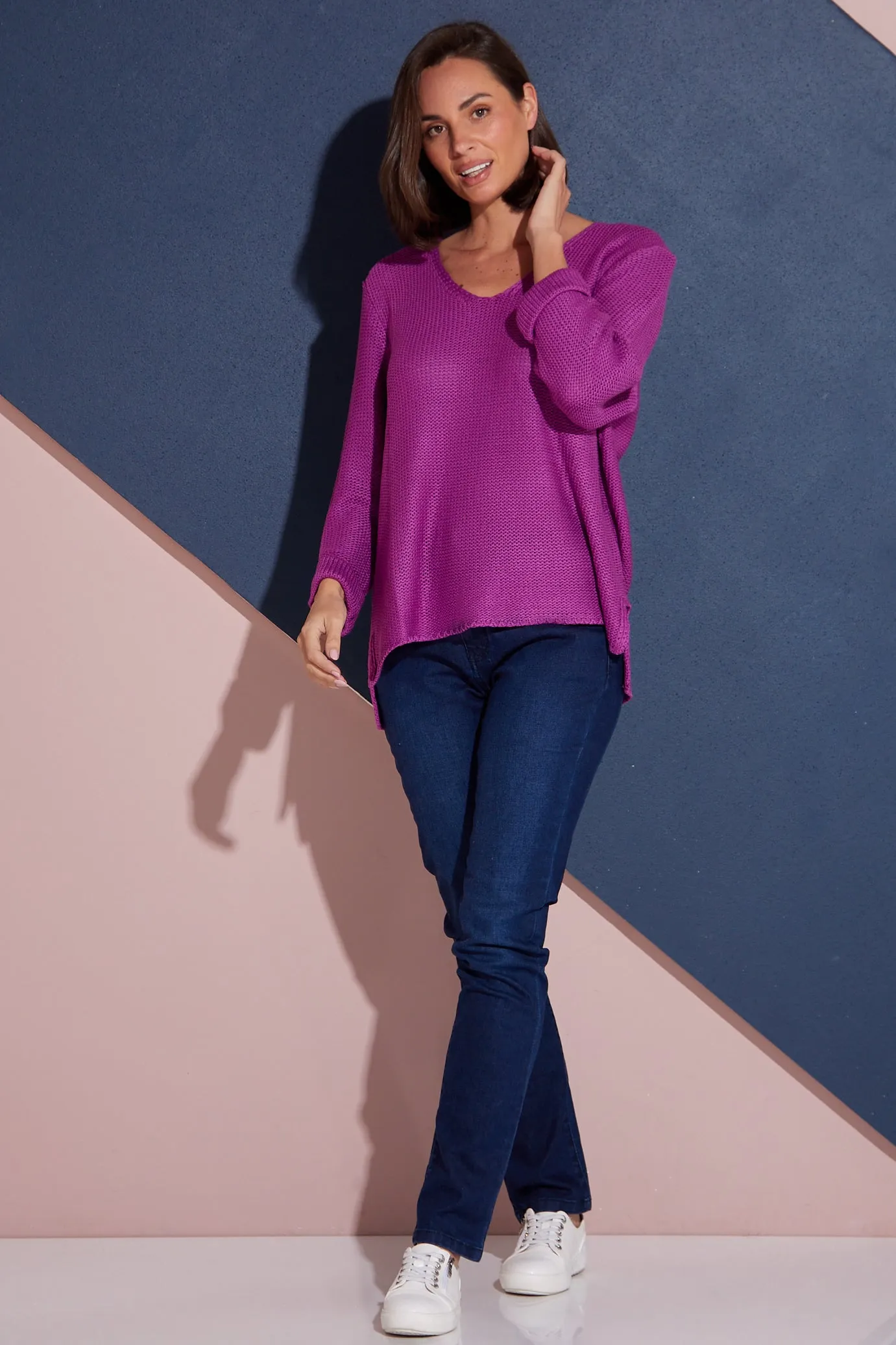 Emmy Cotton Knit Jumper - Purple