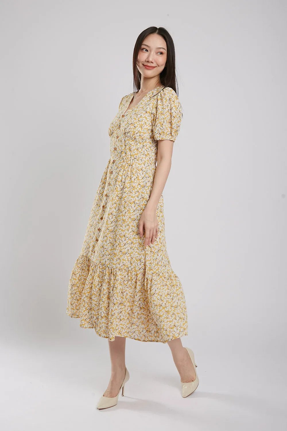 Emporia Maxi Dress in Yellow Floral