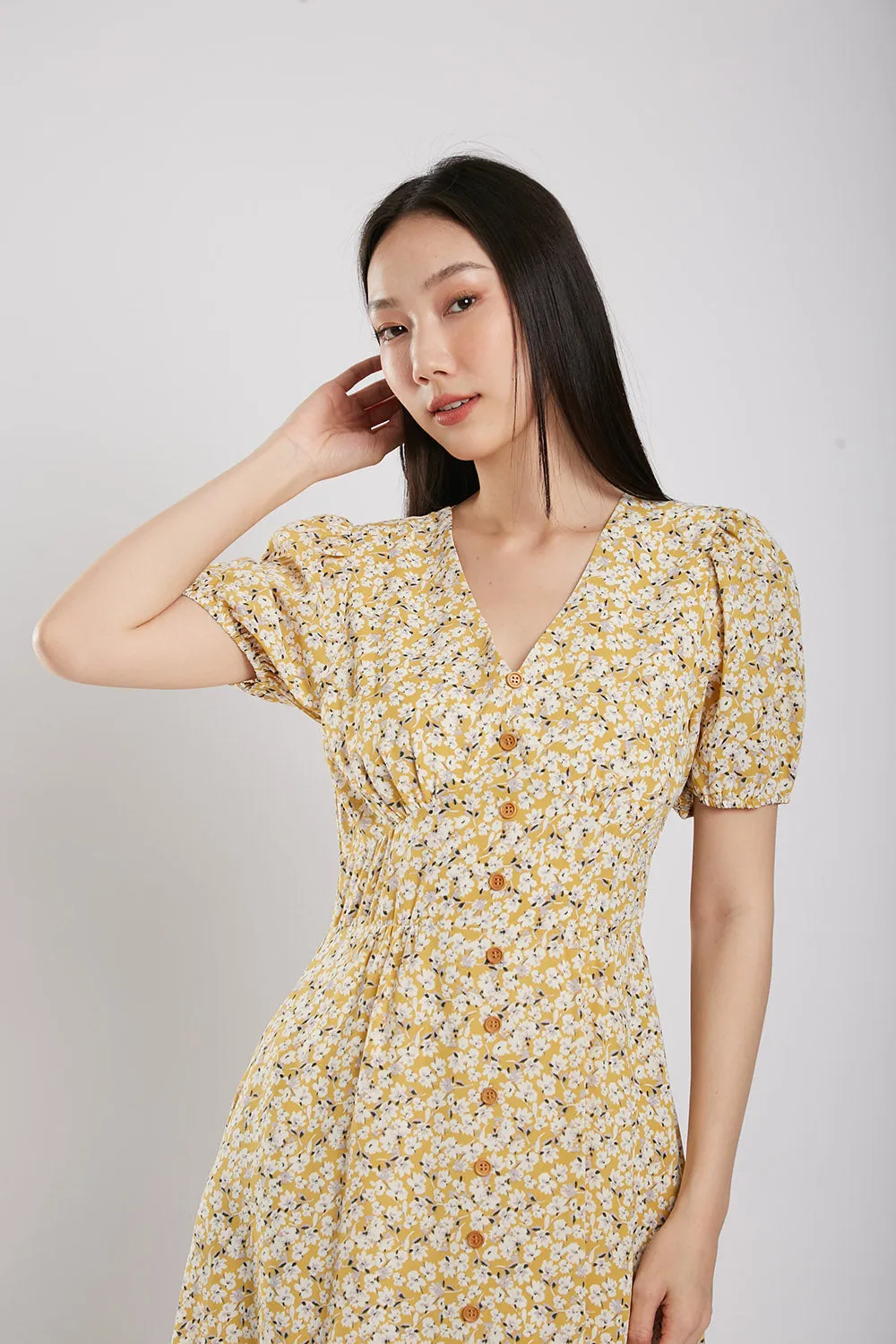 Emporia Maxi Dress in Yellow Floral