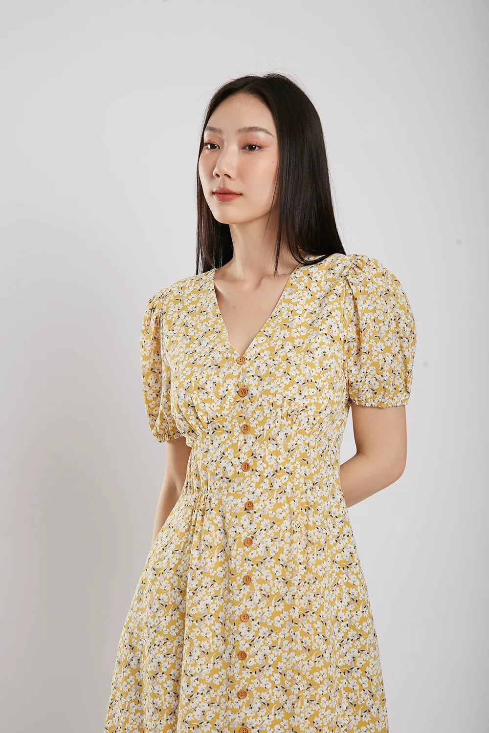 Emporia Maxi Dress in Yellow Floral