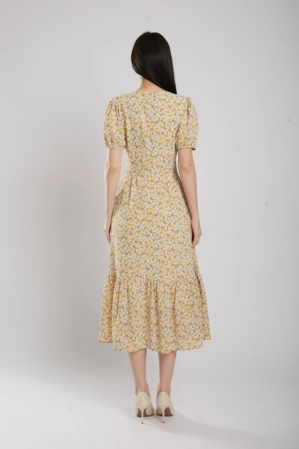 Emporia Maxi Dress in Yellow Floral