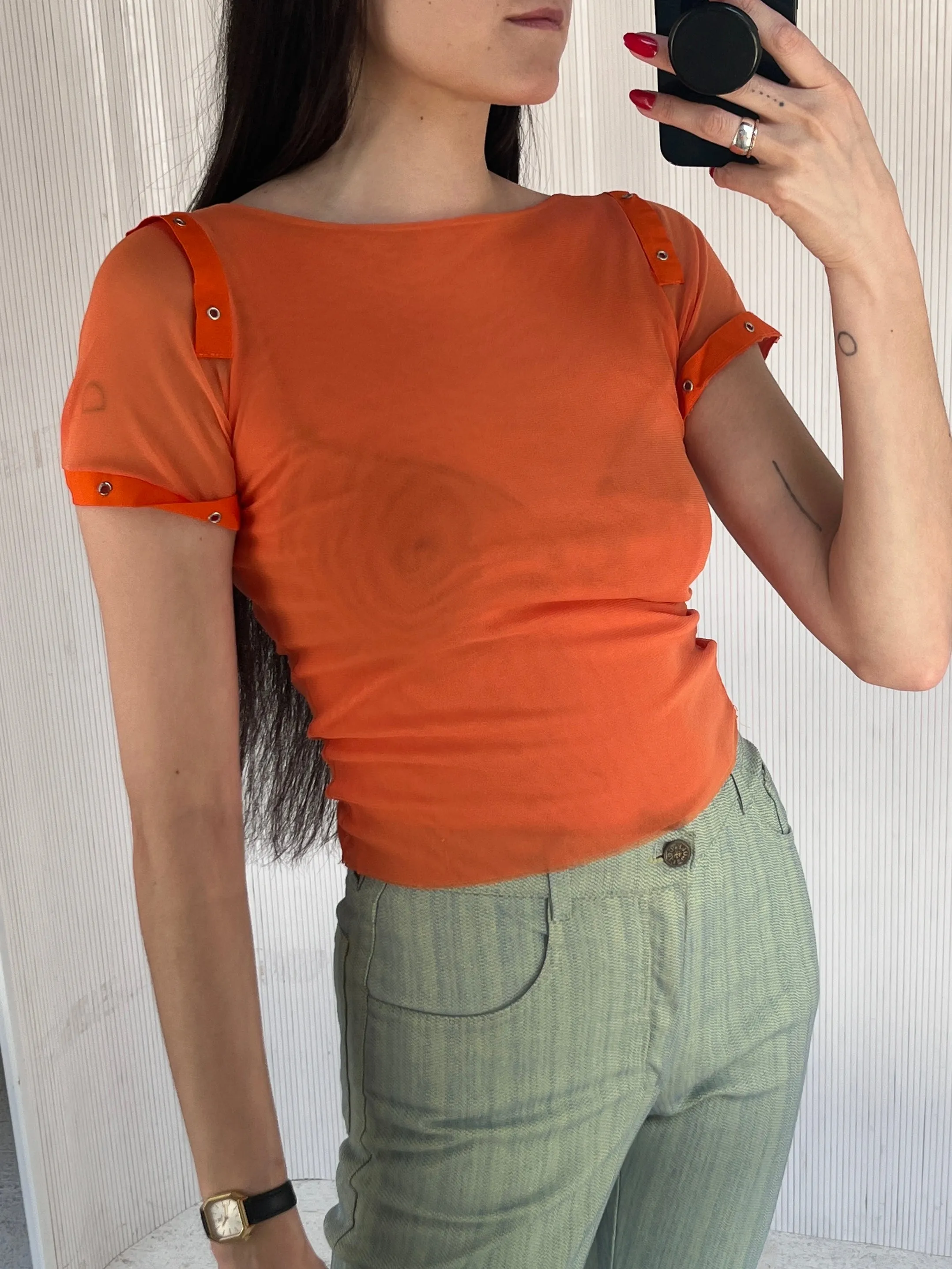 Extyn double layer orange mesh top