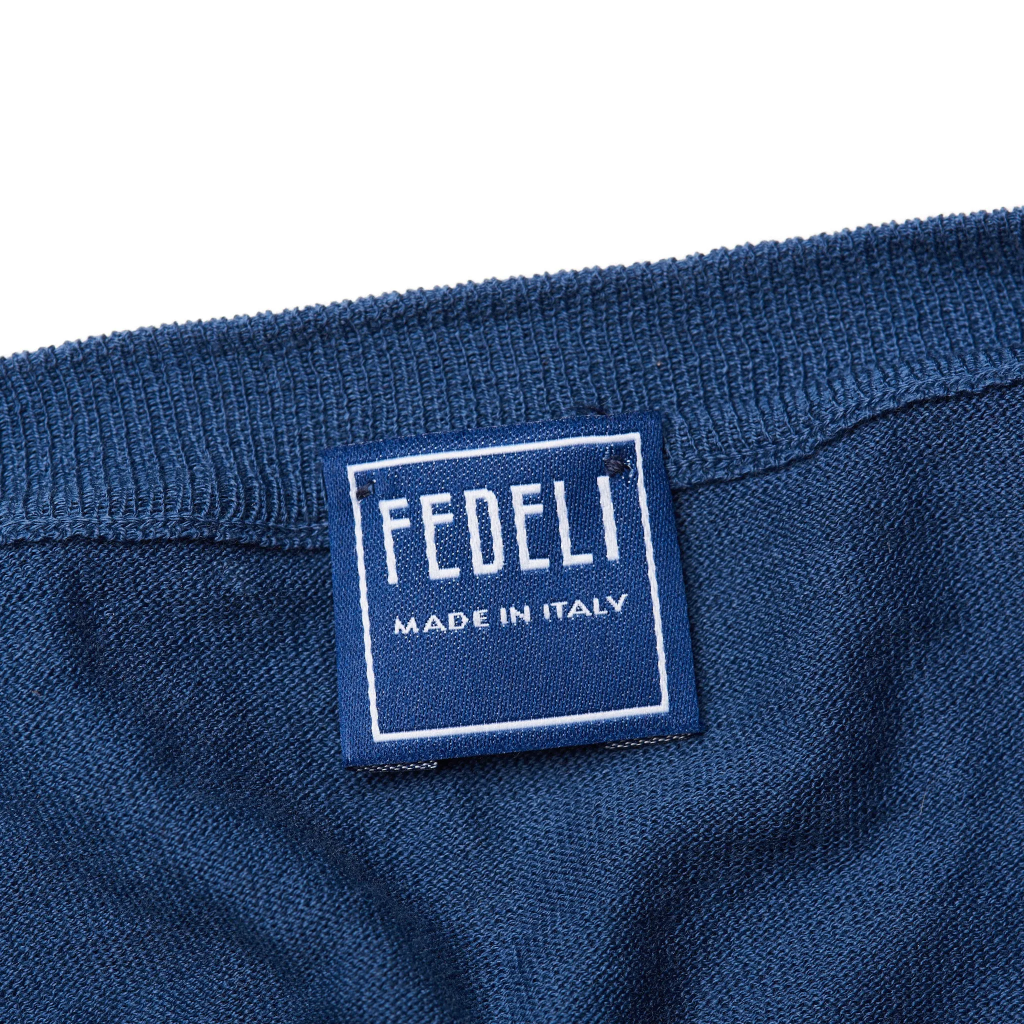 FEDELI Blue Supima Cotton Lightweight Crewneck Sweater NEW US 3XL