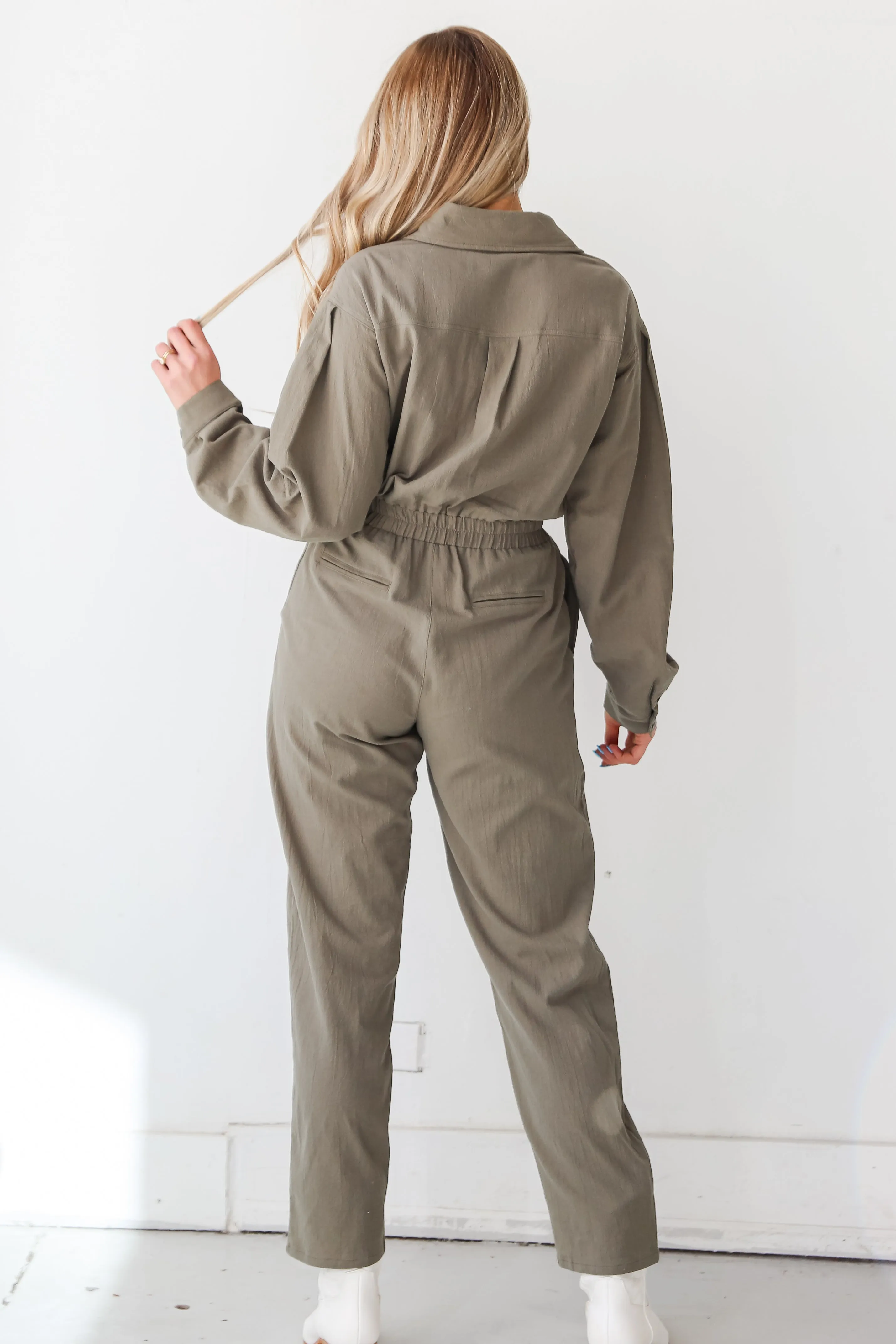 FINAL SALE - Striking Attitude Olive Jumpsuit