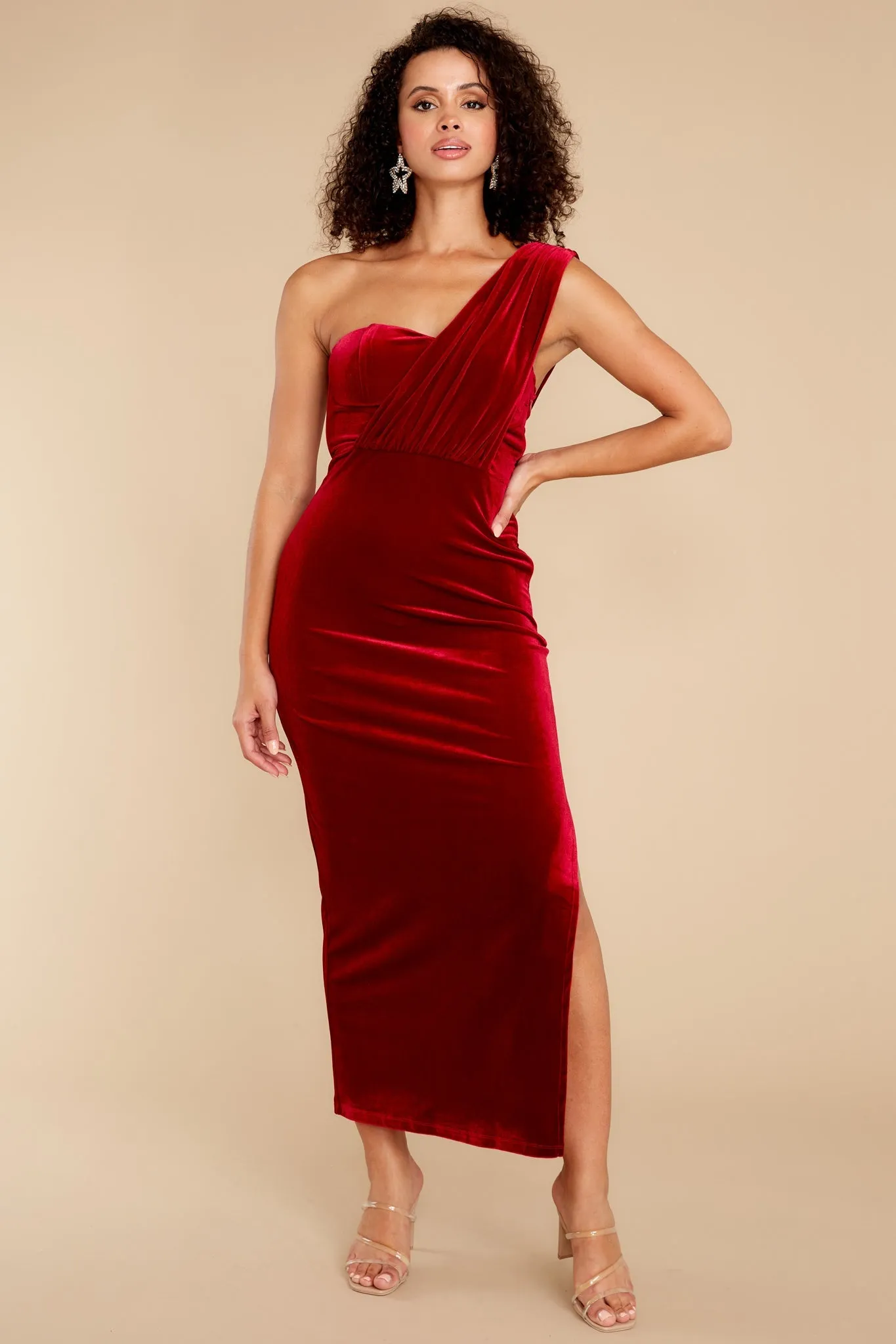 Flawless Beauty Red Velvet Maxi Dress