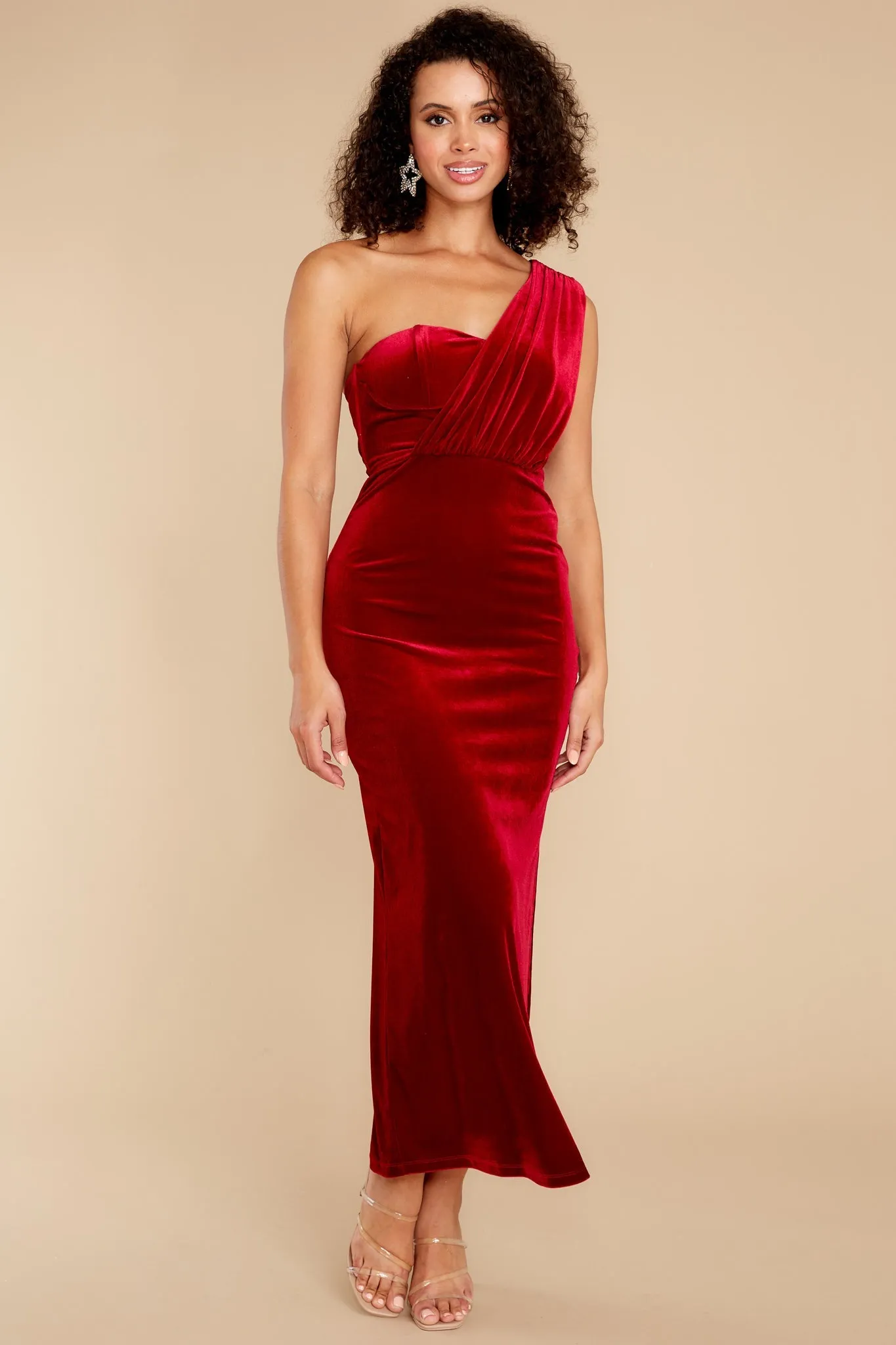 Flawless Beauty Red Velvet Maxi Dress