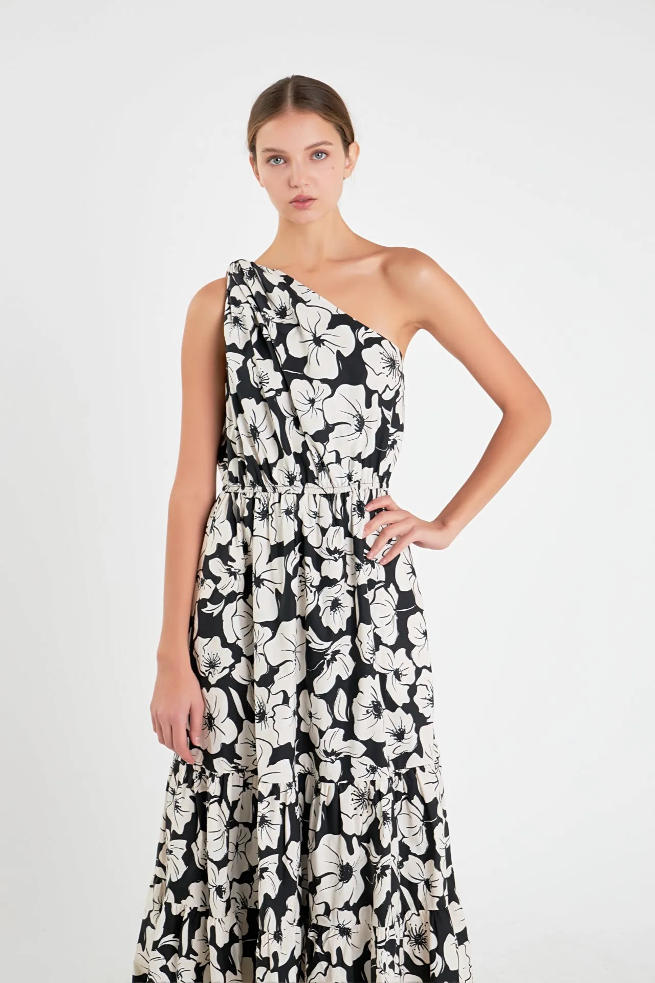 Floral One Shoulder Long Dress