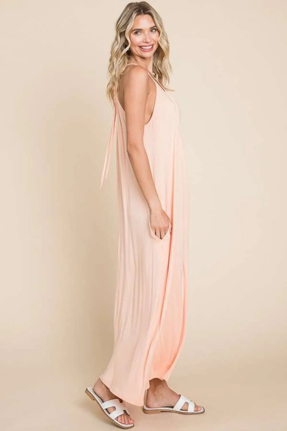 Full Size Tie Back Maxi Cami Dress