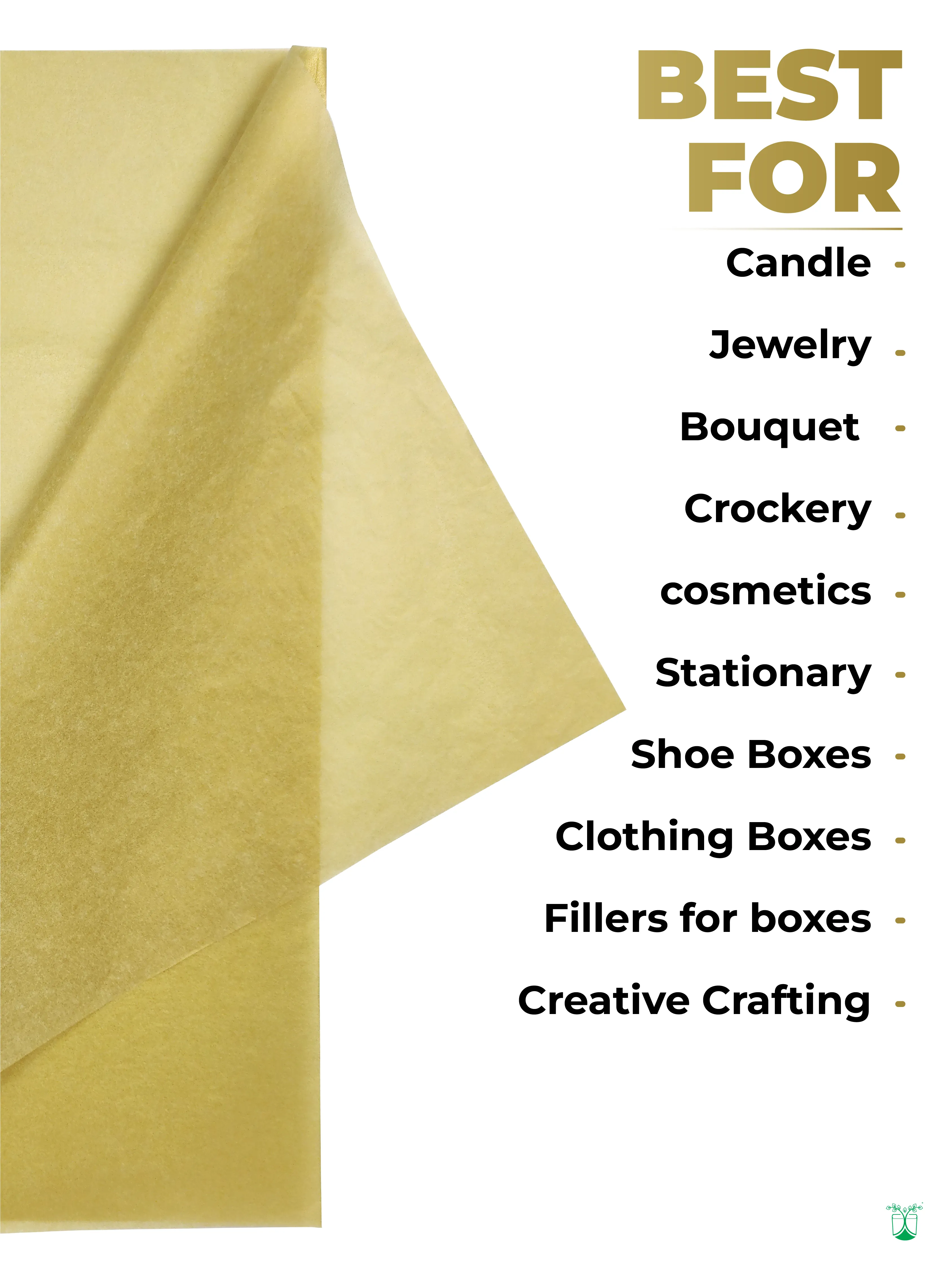 Golden Tissue Paper, Acid-Free & Sustainable Wrapping Paper