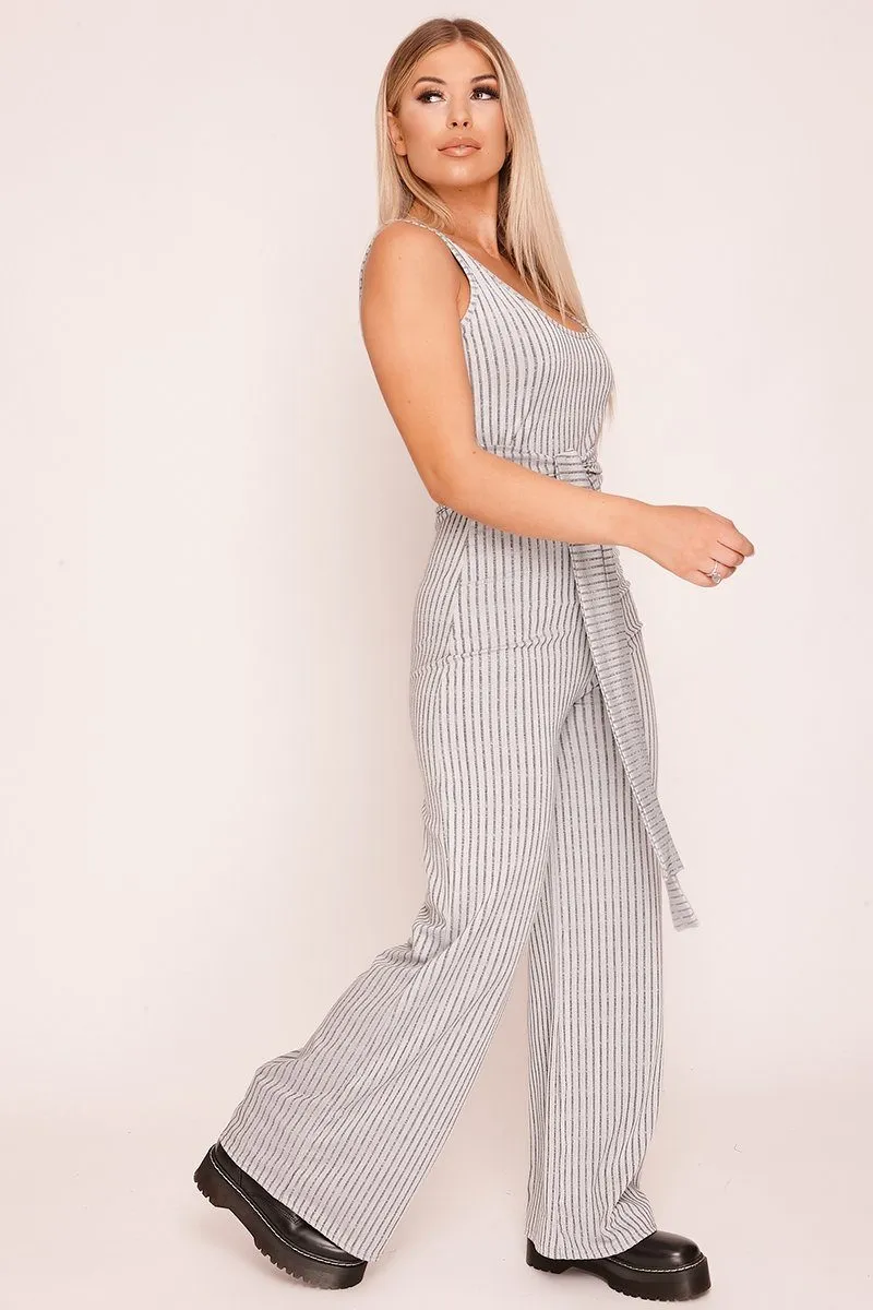 Grey & White Pinstripe Jumpsuit